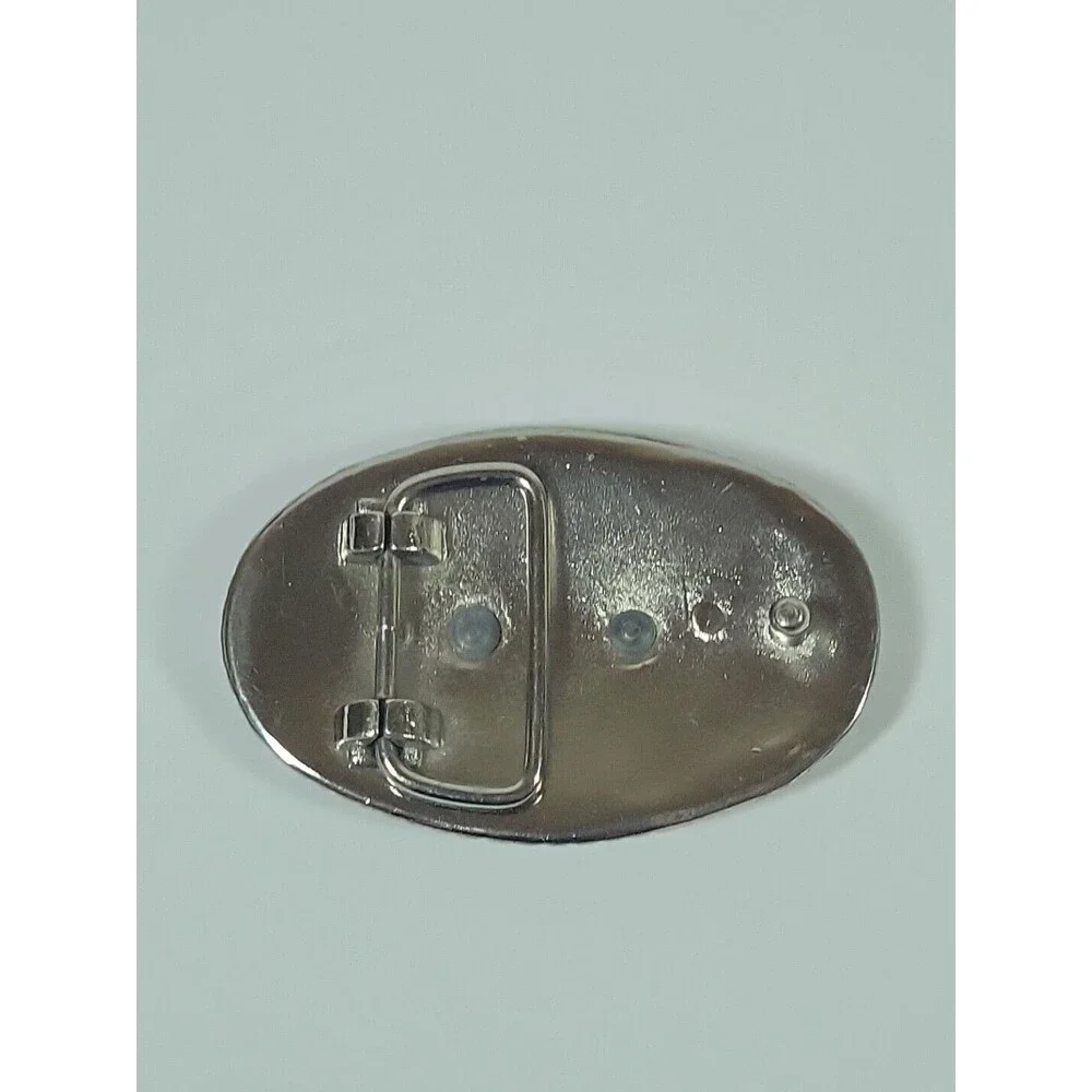Vintage Horse with Horseshoe Silver and Gold Tone Metal Small Belt Buckle Shiny